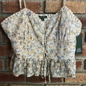 WILD FABLE (m) floral embroidered tank